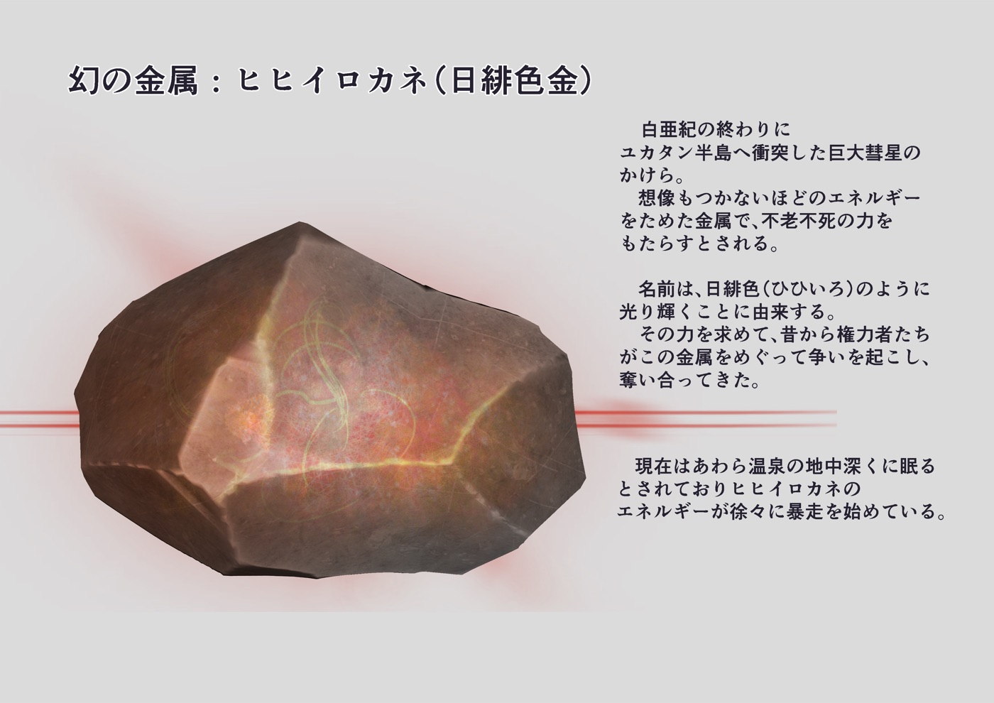 幻の金属：ヒヒイロカネ（日緋色金）解説図